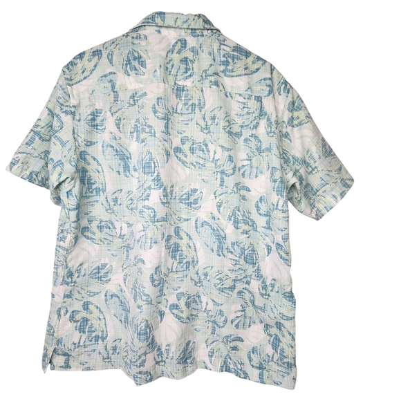 Van Heusen Men's Blue and White Tropical Floral Shirt Short Sleeve Size XL - Picture 8 of 8